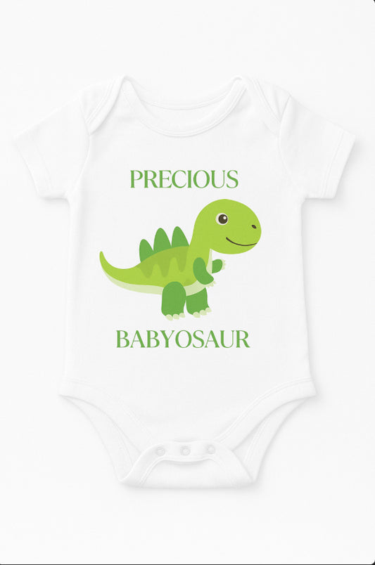 Babyosaur 100% Premium Cotton Onesie for Infants| 0-12 months| Precious Babyosaur| Soft Breathable| Snap Closure| Hypoallergenic Dyes