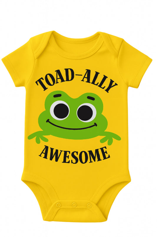 Babyosaur 100% Premium Cotton Onesie for Infants| Toadally Awesome| 0-12 months| Soft Breathable| Snap Closure| Hypoallergenic Dyes