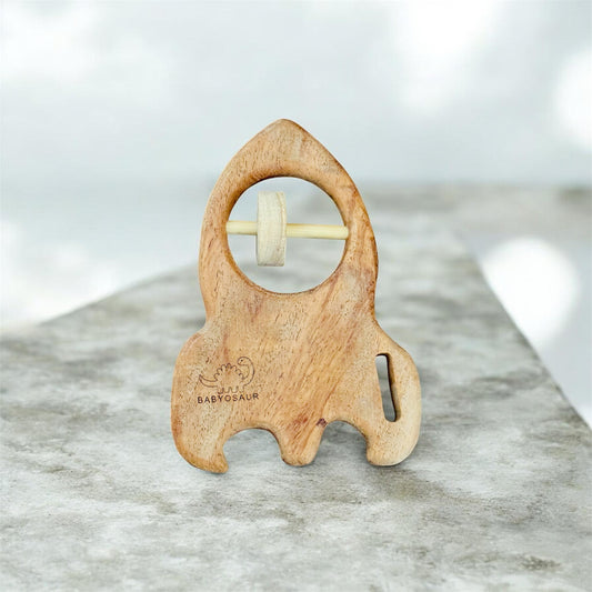 Babyosaur Neem Wood Space Shuttle Rattle for Babies (3+ Months) | Natural Teething & Rattle Toy | Antibacterial, Non-Toxic, BPA-Free Wooden Baby Toy | Safe & Eco-Friendly (Copy)