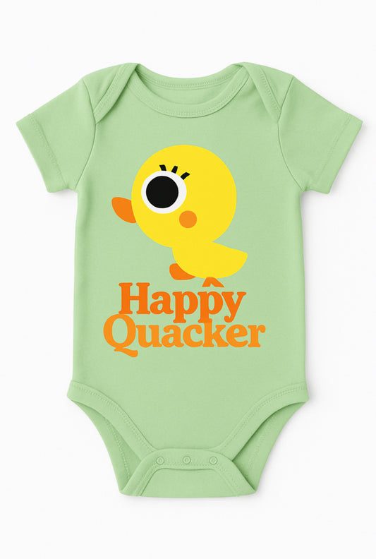 Babyosaur 100% Premium Cotton Onesie for Infants| 0-12 months| Happy Quacker| Soft Breathable| Snap Closure| Hypoallergenic Dyes