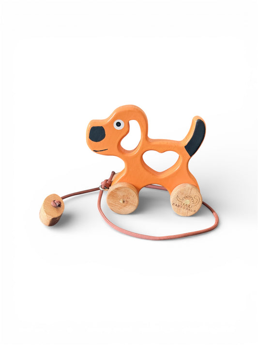 Babyosaur Wooden Pull Along Puppy for Toddlers (1+ Years) | Natural, Non-Toxic Wooden Pull Toy with Wheels & String | Montessori Walking Toy | Safe, Durable, Eco-Friendly Baby Toy | Baby Walking Toy | Made in India