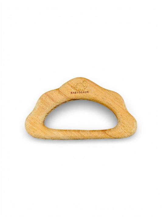 Babyosaur Neem Wood Teether for Babies (3+ Months) | Natural Antibacterial Wooden Teething Toy | Non-Toxic, BPA-Free, Eco-Friendly Infant Gum Soother| Cloud | Made in India