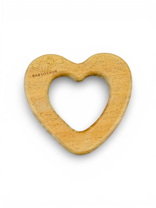 Babyosaur Neem Wood Teether for Babies (3+ Months) | Natural Antibacterial Wooden Teething Toy | Non-Toxic, BPA-Free, Eco-Friendly Infant Gum Soother| Love | Made in India