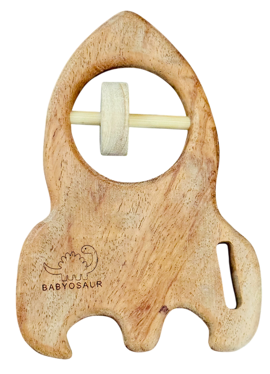 Babyosaur Neem Wood Space Shuttle Rattle for Babies (3+ Months) | Natural Teething & Rattle Toy | Antibacterial, Non-Toxic, BPA-Free Wooden Baby Toy | Safe & Eco-Friendly (Copy)