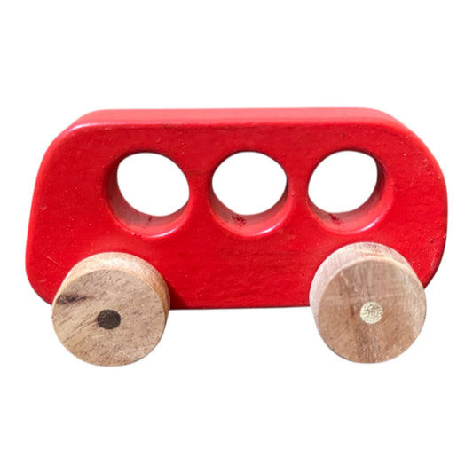 Babyosaur Wooden Toy Red Bus for Kids (6 Months+) |Little Wheels racing Squad| Natural, Non-Toxic Wooden Cars & Trucks | Montessori Toy for Toddlers | Safe, Durable, Eco-Friendly Toy Vehicles | Made in India
