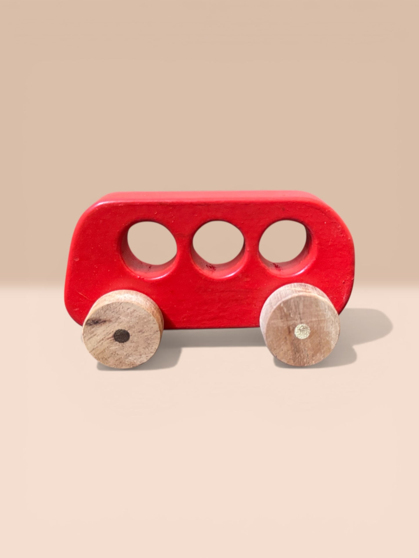 Babyosaur Wooden Toy Red Bus for Kids (6 Months+) |Little Wheels racing Squad| Natural, Non-Toxic Wooden Cars & Trucks | Montessori Toy for Toddlers | Safe, Durable, Eco-Friendly Toy Vehicles | Made in India