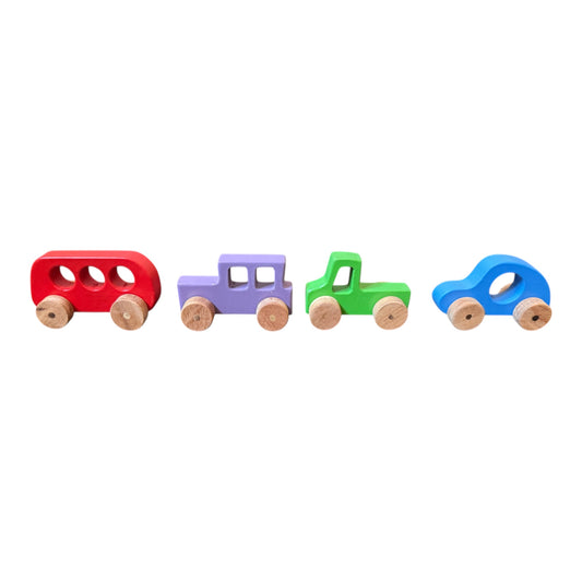 Babyosaur Wooden Toy Vehicles Set for Kids (6 Months+) |Little Wheels racing Squad| Natural, Non-Toxic Wooden Cars & Trucks | Montessori Toy for Toddlers | Safe, Durable, Eco-Friendly Toy Vehicles | Made in India