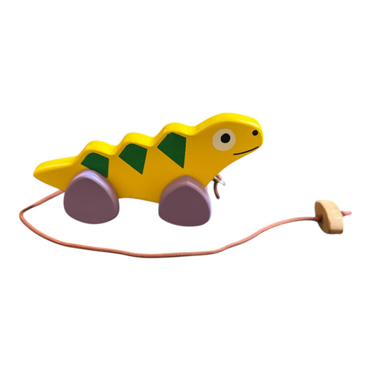 Babyosaur Wooden Pull Along Iguana for Toddlers (1+ Years) | Natural, Non-Toxic Wooden Pull Toy with Wheels & String | Montessori Walking Toy | Safe, Durable, Eco-Friendly Baby Toy | Baby Walking Toy | Made in India